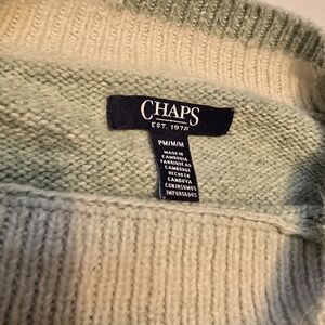 Chaps Light Green and Cream Sweater
